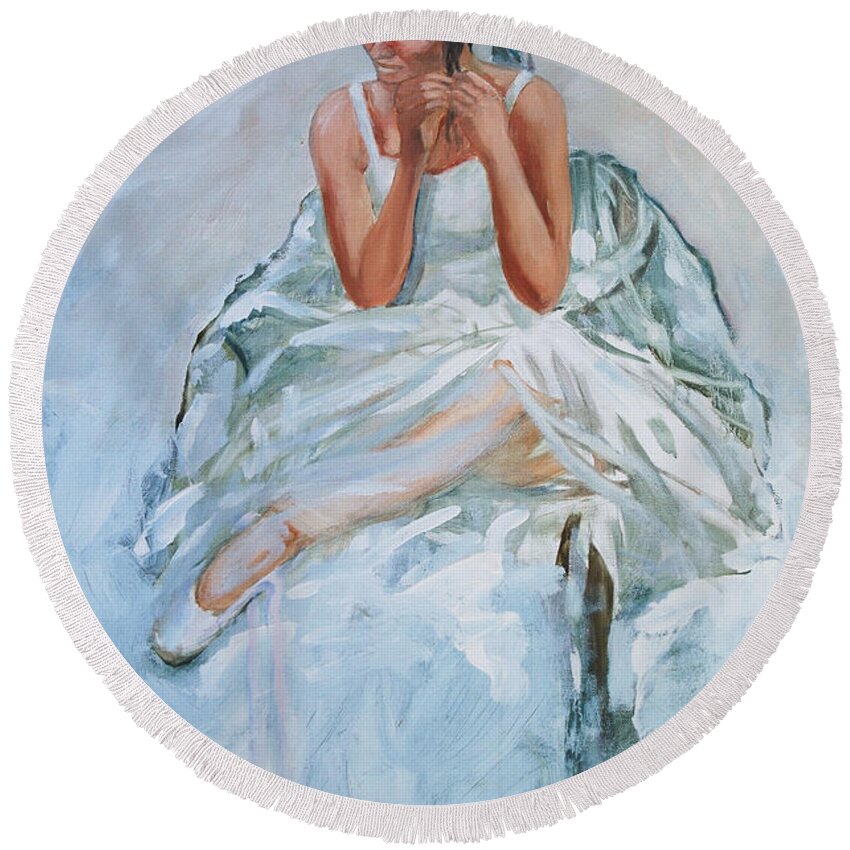 Figurative Round Beach Towel featuring the painting Seated dancer by Rick Nederlof
