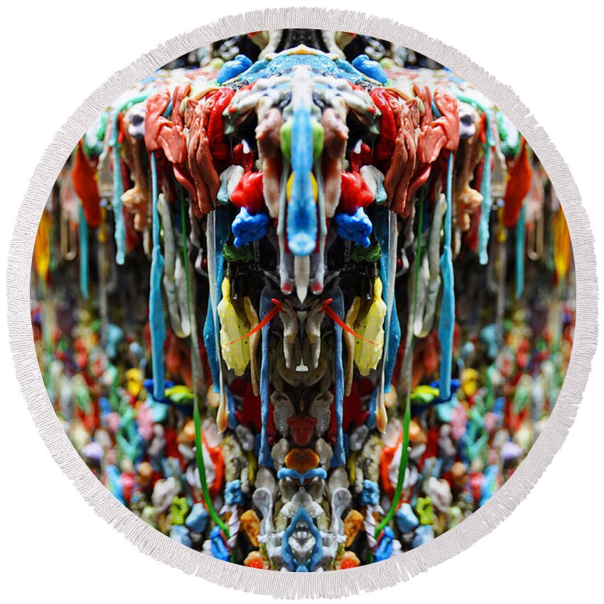Gum Round Beach Towel featuring the digital art Seattle Post Alley Gum Wall Reflection by Pelo Blanco Photo