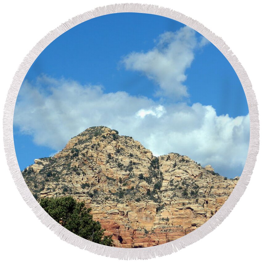 Sedona Round Beach Towel featuring the photograph Sedona Heart Cloud Leap Day by Mars Besso