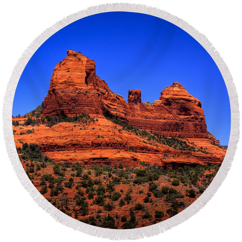 Sedona Round Beach Towel featuring the photograph Sedona Rock Formations by David Patterson