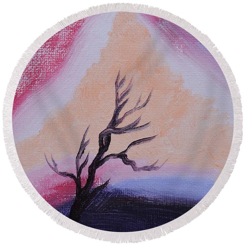 Semi- Abstract Round Beach Towel featuring the painting Semi- Abstract by Warren Thompson