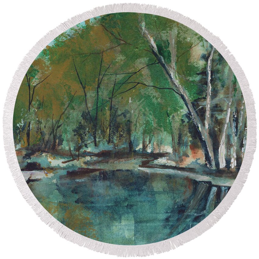 Painting Round Beach Towel featuring the painting Serene by Lee Beuther