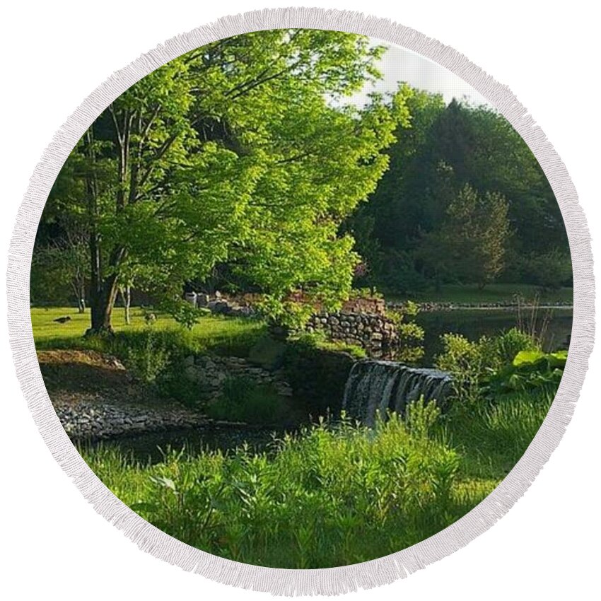 Landscape Round Beach Towel featuring the photograph Serenity by Dani McEvoy