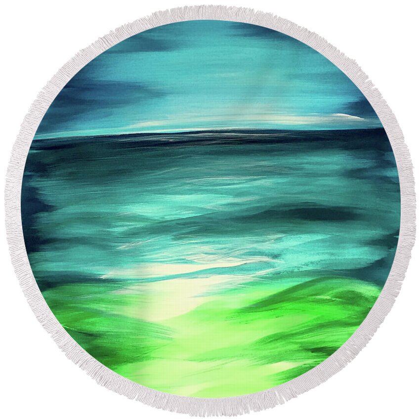 Serenity Round Beach Towel featuring the painting Serenity by Michelle Pier