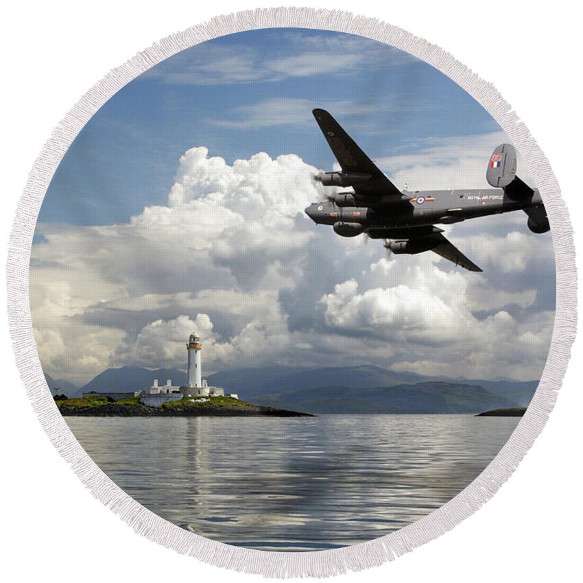 Aew2 Round Beach Towel featuring the photograph Shackleton heading out on patrol by Gary Eason
