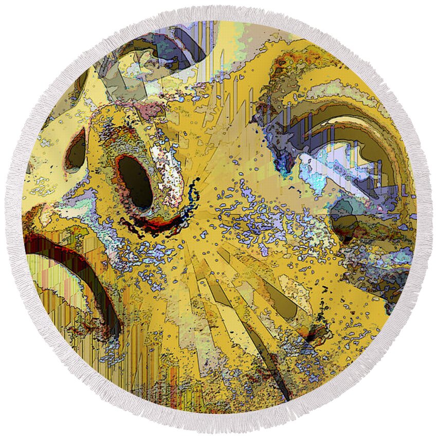 Emotional Round Beach Towel featuring the mixed media Shattered Illusions by Shelli Fitzpatrick