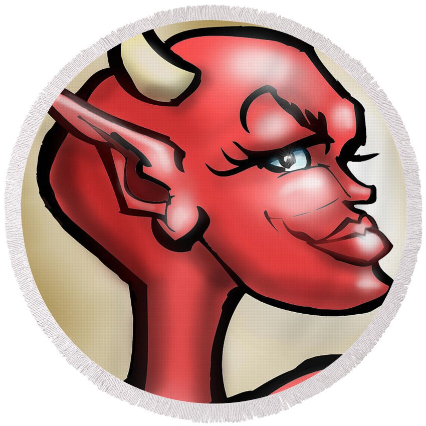 She Round Beach Towel featuring the digital art She Devil by Kevin Middleton