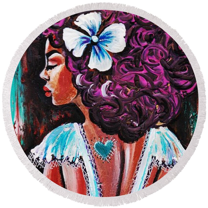 Artbyria Round Beach Towel featuring the photograph She Loved The Most by Artist RiA