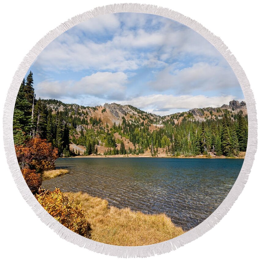 Autumn Round Beach Towel featuring the photograph Sheep Lake in the Fall by Jeff Goulden