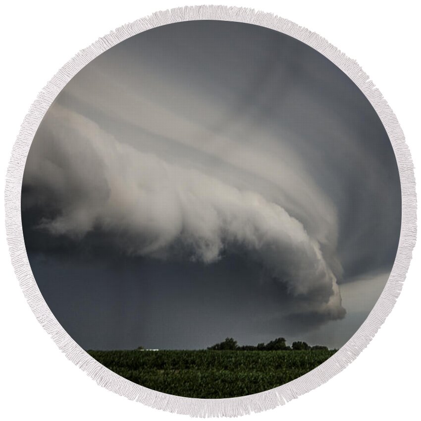 Storm Round Beach Towel featuring the photograph Shelf Cloud from the South by Paul Brooks