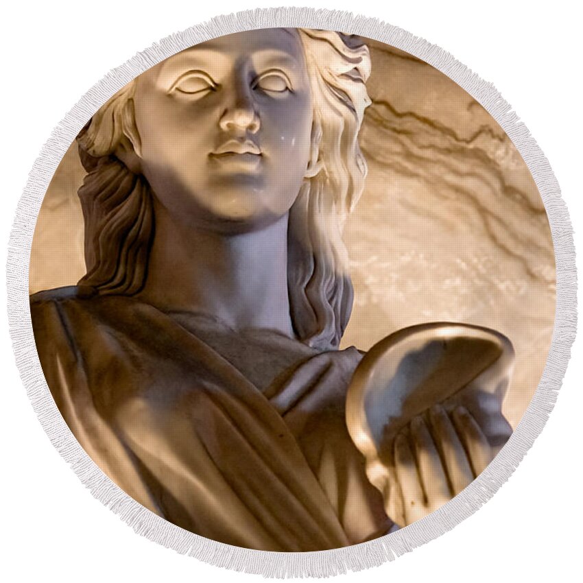 Sculpture Round Beach Towel featuring the photograph Shell In Hand by Christopher Holmes