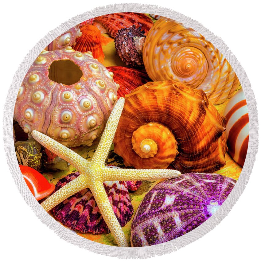 Exotic Round Beach Towel featuring the photograph Shells From The Beach by Garry Gay