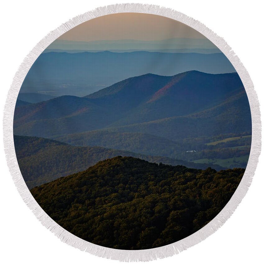 Shenandoah Valley Round Beach Towel featuring the photograph Shenandoah Valley at Sunset by Rick Berk