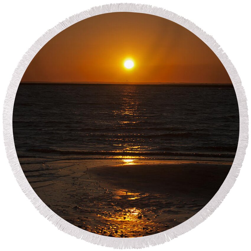 Sunset Round Beach Towel featuring the photograph Ship Bottom Sunset by Elsa Santoro