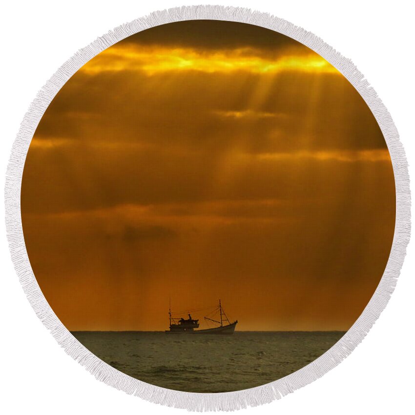 Atlantic Ocean Round Beach Towel featuring the photograph Ship Rest by Metaphor Photo
