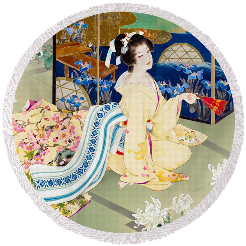 Adult Round Beach Towel featuring the photograph Shiragiku by MGL Meiklejohn Graphics Licensing