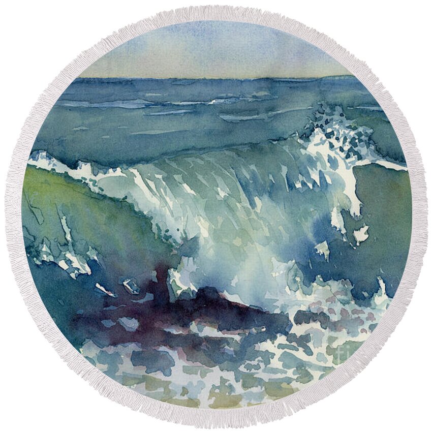 Wave Round Beach Towel featuring the painting Shore Break by Amy Kirkpatrick