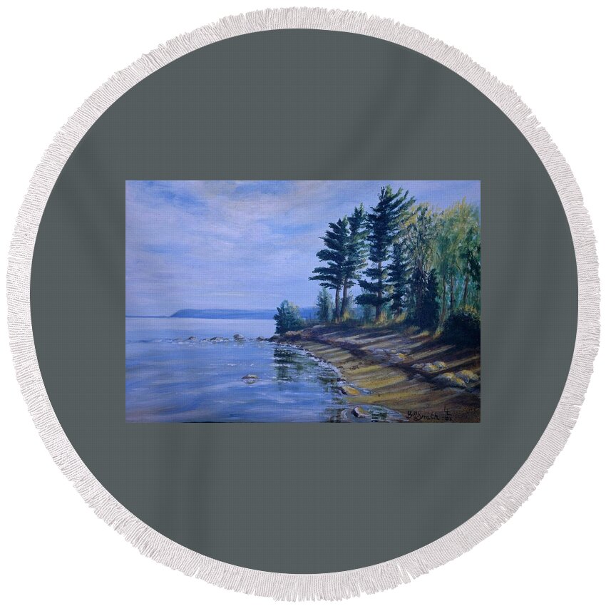  Round Beach Towel featuring the painting Shoreline by Barbel Smith