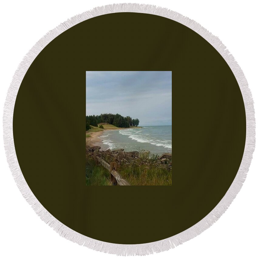 Shore Round Beach Towel featuring the photograph Shoreline by Karla Hoffman