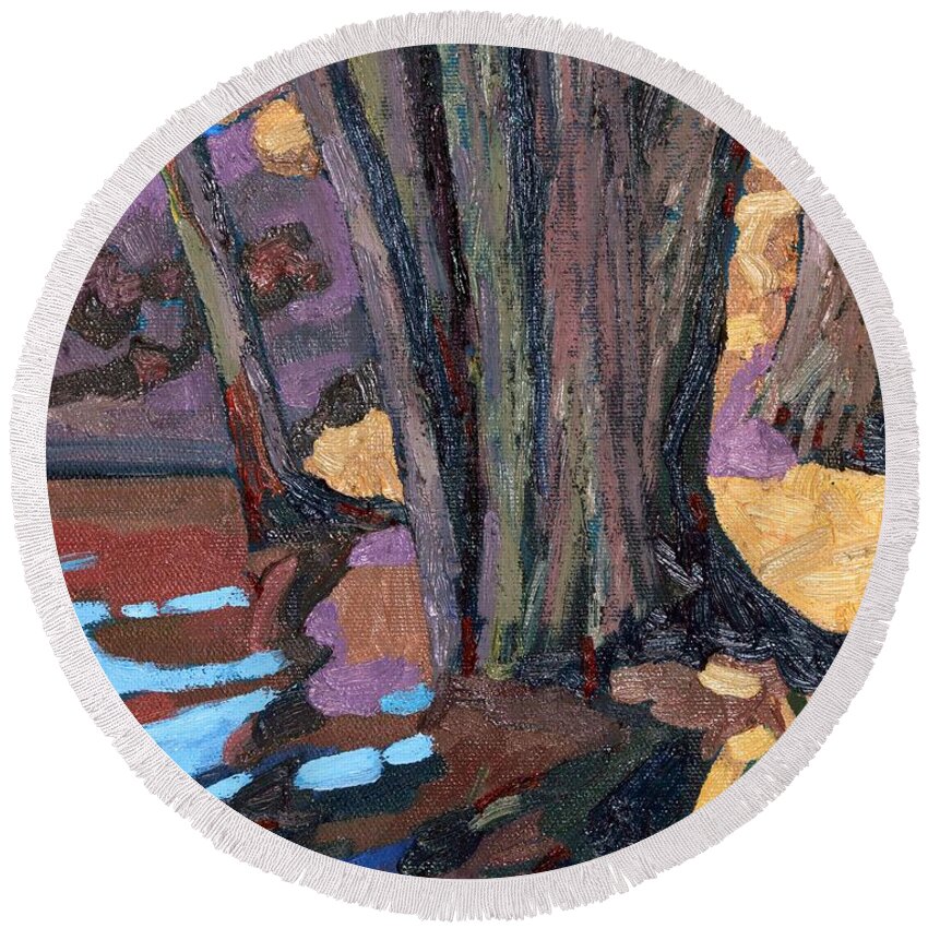 Jim Round Beach Towel featuring the painting Shoreline Maples by Phil Chadwick