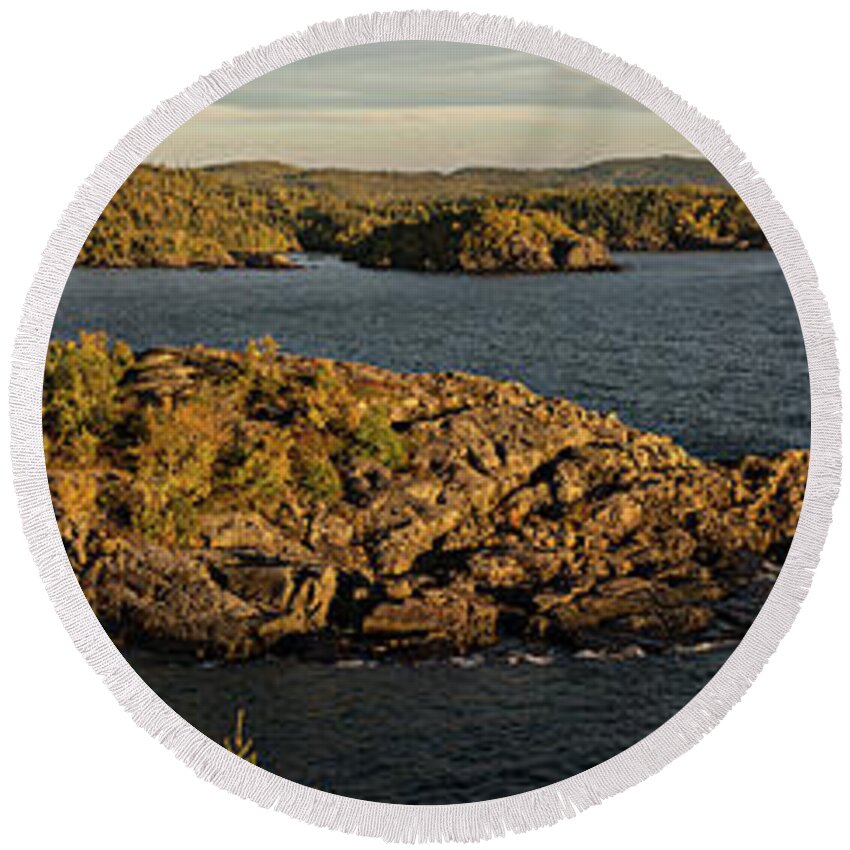 Lake Superior Round Beach Towel featuring the photograph Shores of Pukaskwa by Doug Gibbons