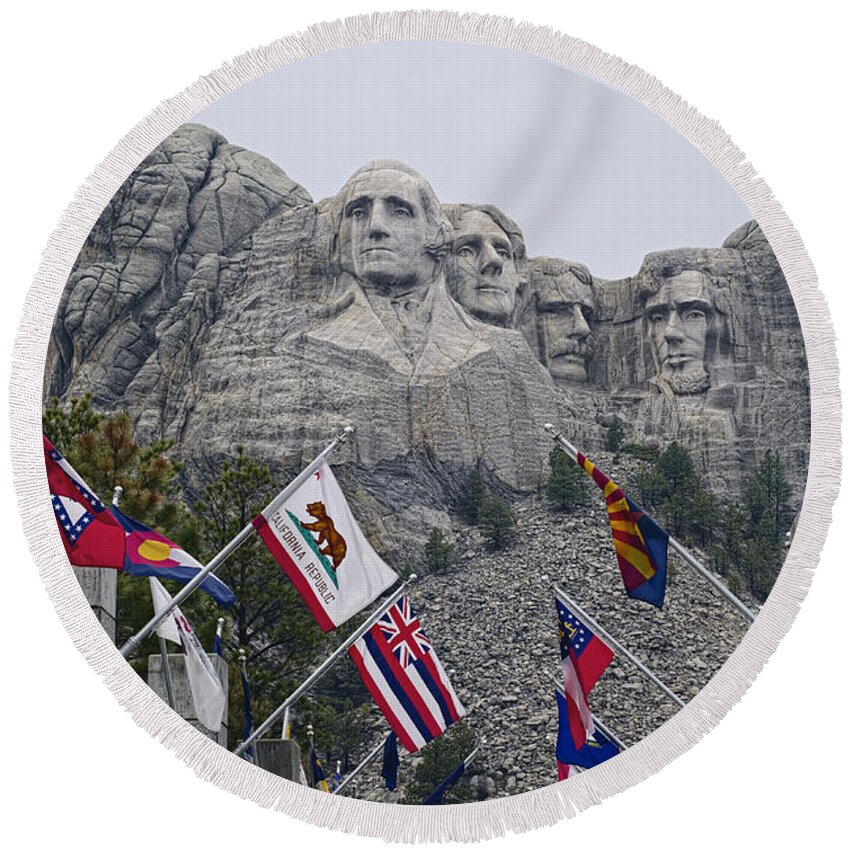 Nation Round Beach Towel featuring the photograph Shrine of Democracy by Lucinda Walter
