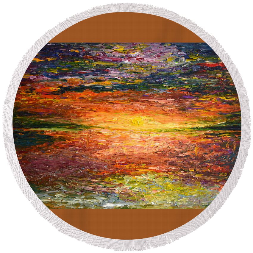 Sunste Round Beach Towel featuring the painting Shy Sunset by Chiara Magni