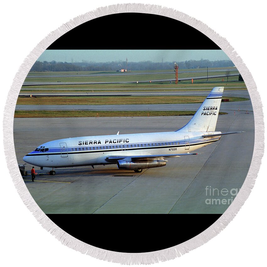 N703s Round Beach Towel featuring the photograph Sierra Pacific Airlines Boeing 737, N703S by Wernher Krutein