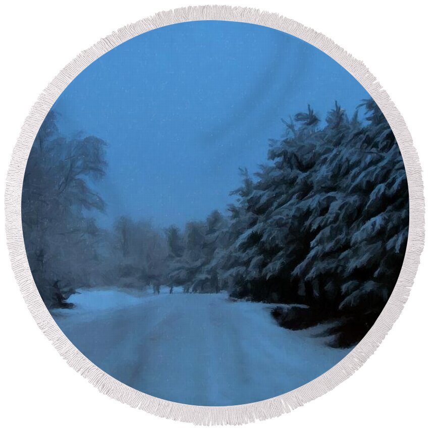 Snow Round Beach Towel featuring the photograph Silent Winter Night by David Dehner