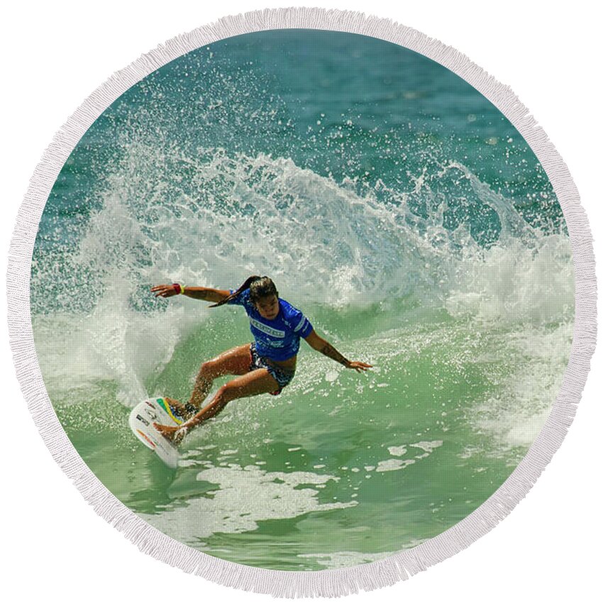 Surfers Round Beach Towel featuring the photograph Silvana Lima Surfer Girl by Waterdancer