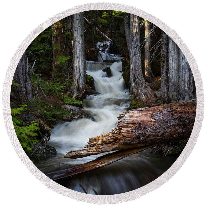 Waterfall Round Beach Towel featuring the photograph Silver Falls by Jason Roberts