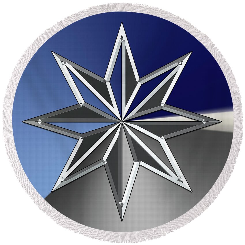 Staley Round Beach Towel featuring the digital art Silver Star by Chuck Staley