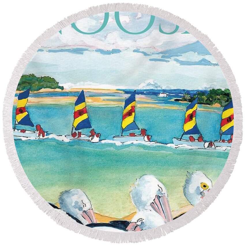 Round Beach Towel featuring the painting Simply Noosa 2 by Joan Cordell