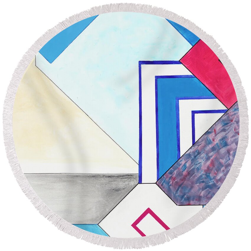 Abstract Round Beach Towel featuring the painting Sinfonia dell eternita - Part 5 by Willy Wiedmann