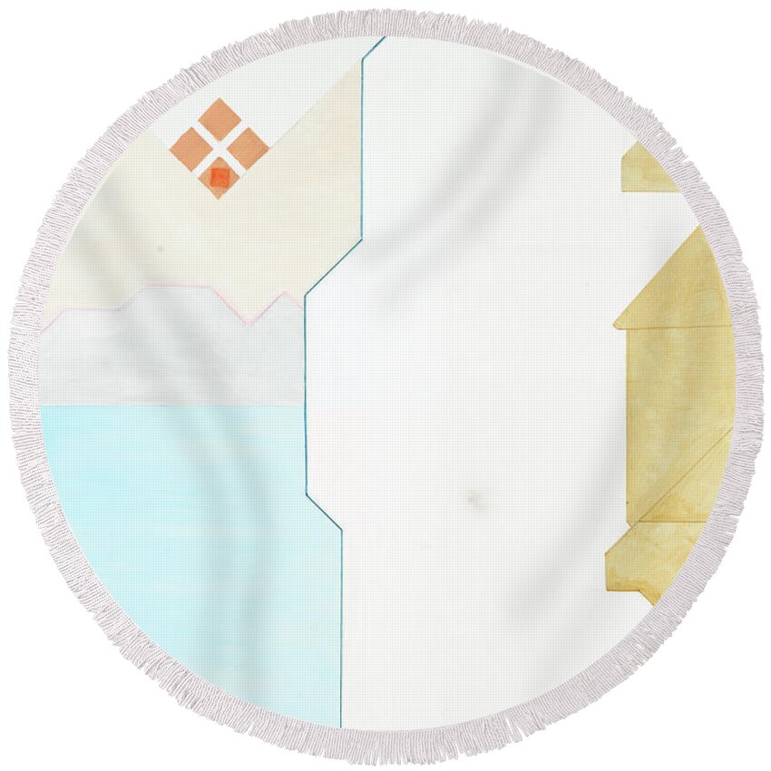 Abstract Round Beach Towel featuring the painting Sinfonia della Cena Comunione - Part 1 by Willy Wiedmann