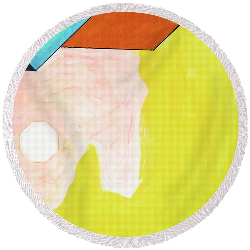 Abstract Round Beach Towel featuring the painting Sinfonia un bel giorno - Part 5 by Willy Wiedmann