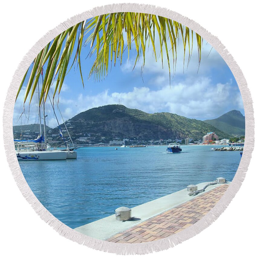 Sint Maarten Round Beach Towel featuring the photograph Sint Maarten by Olga Hamilton