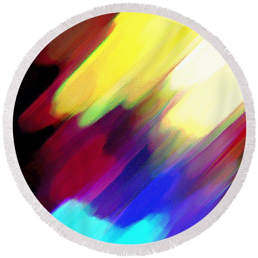 Abstract Round Beach Towel featuring the painting Sivilia 1 Abstract by Donna Corless
