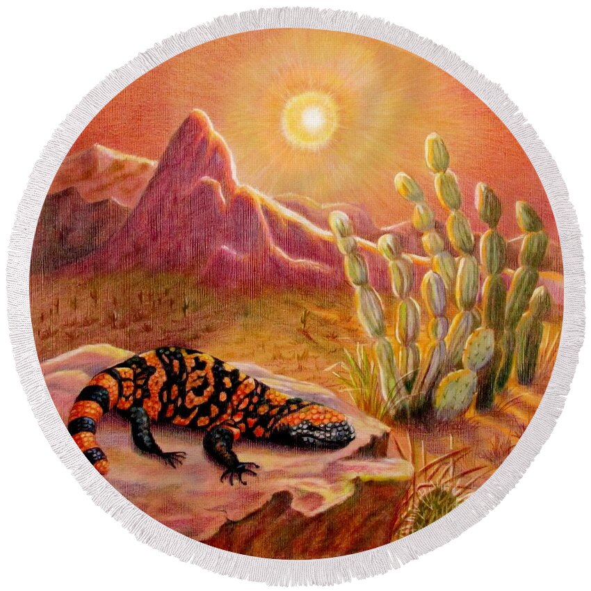 Gila Monster Round Beach Towels