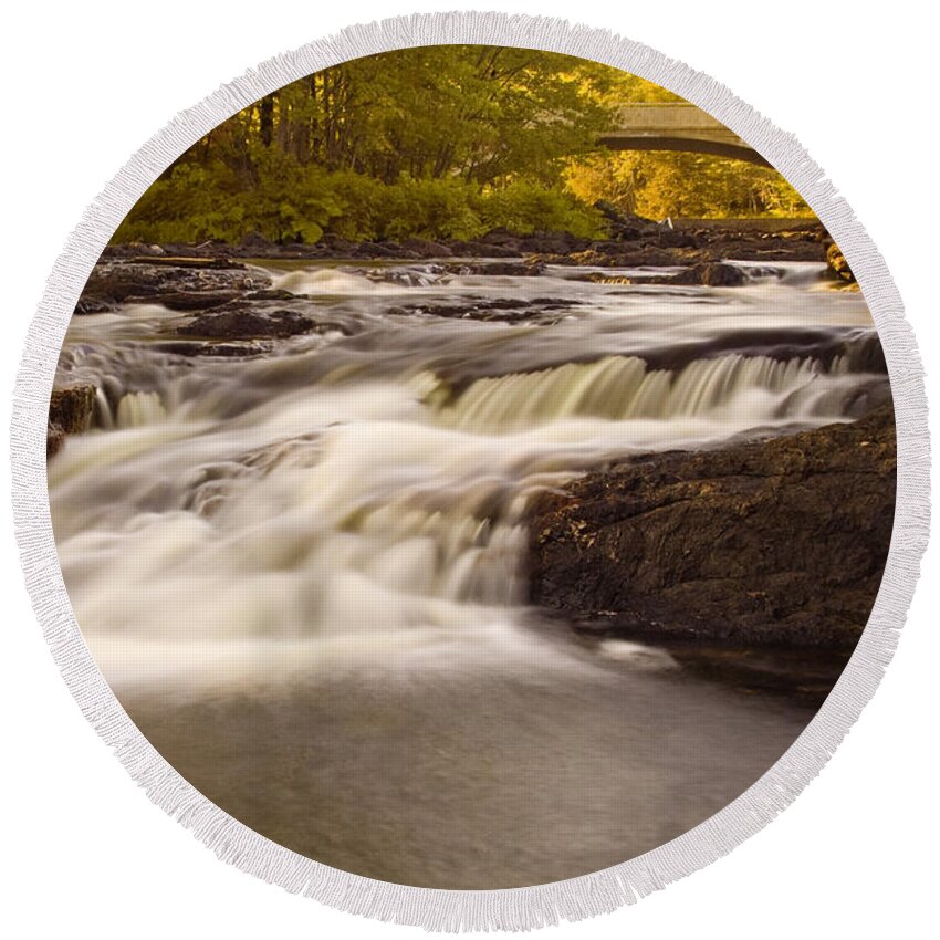 Rapids Round Beach Towel featuring the photograph Skootamata River by Linda McRae