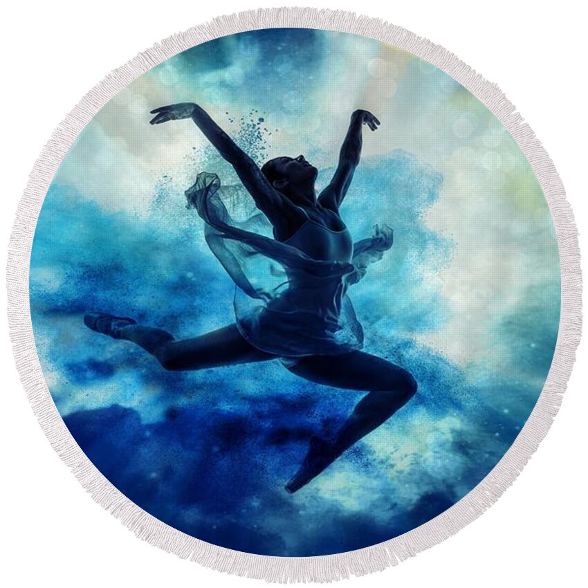 Dancer Round Beach Towel featuring the digital art Sky dancer 2 by Lilia D
