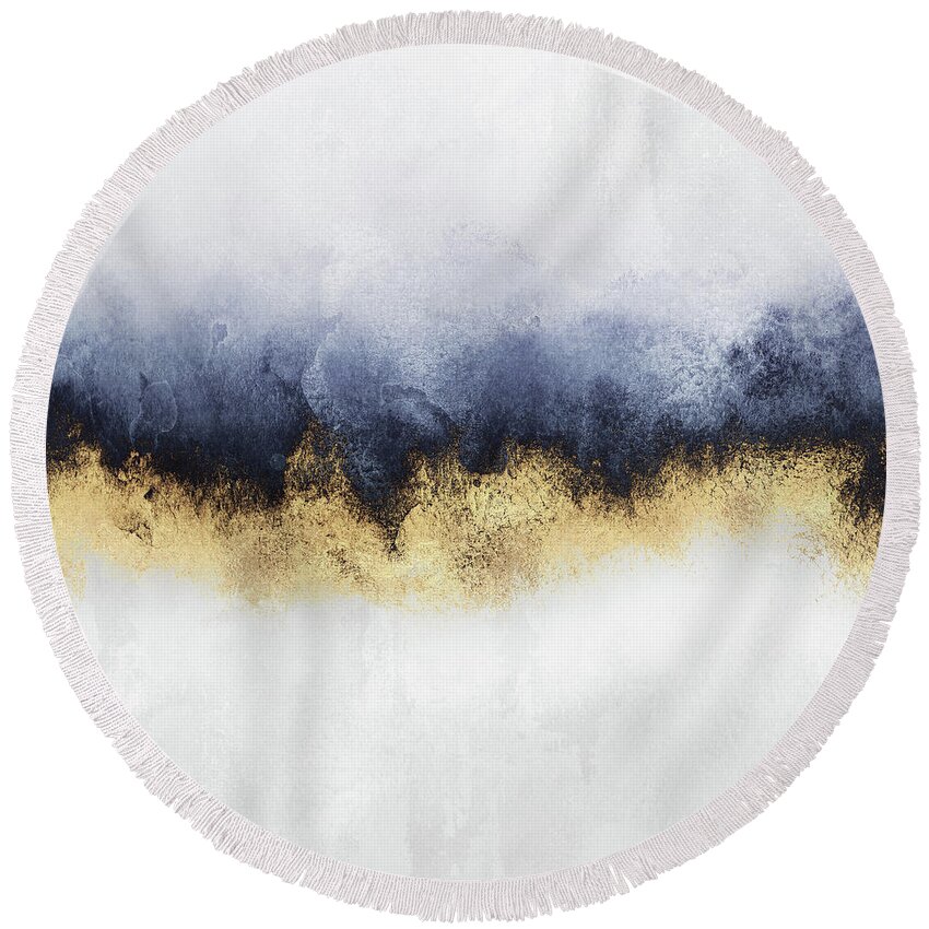 Abstract Round Beach Towel featuring the painting Sky by Elisabeth Fredriksson