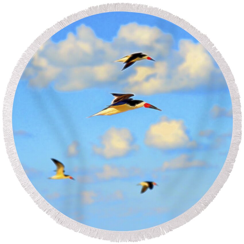 Nature Round Beach Towel featuring the digital art Sky Patrol by William Horden