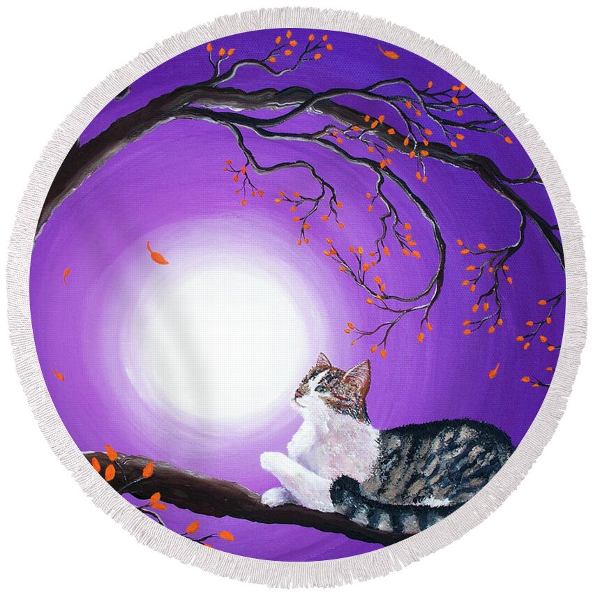 Original Round Beach Towel featuring the painting Skye by Laura Iverson