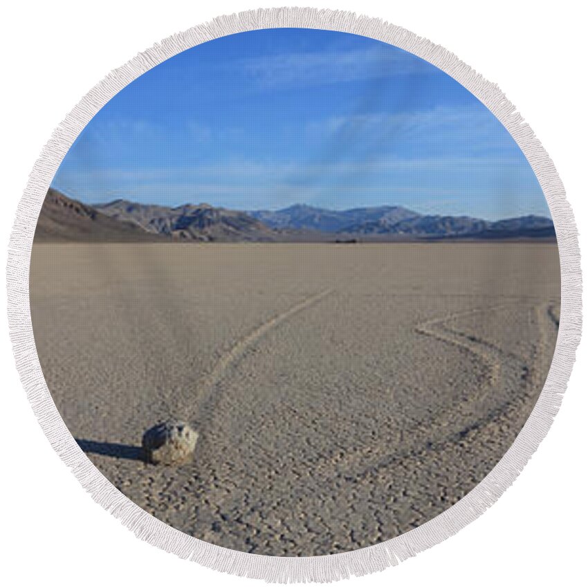 Sliding Stones Round Beach Towel featuring the photograph Sliding Stones panorama by Warren Photographic