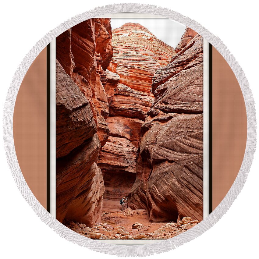 Slot Canyon Round Beach Towel featuring the photograph Slot Canyons by Farol Tomson