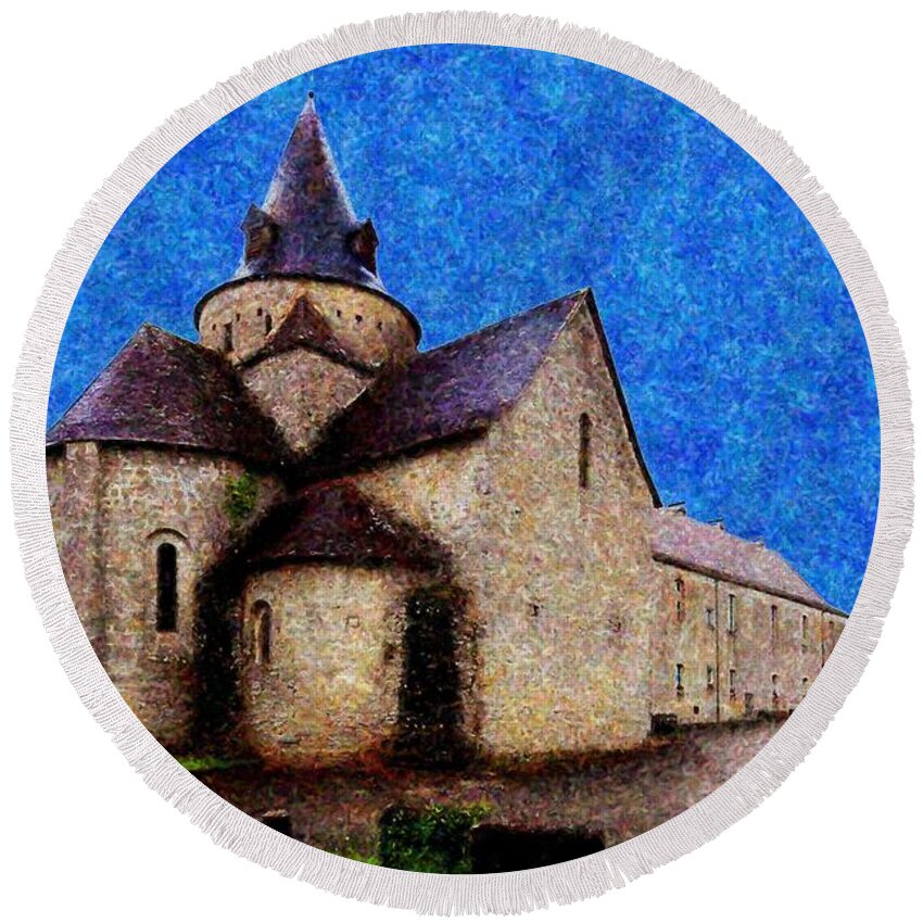 Angel Round Beach Towel featuring the photograph Small Church 3 by Jean Bernard Roussilhe