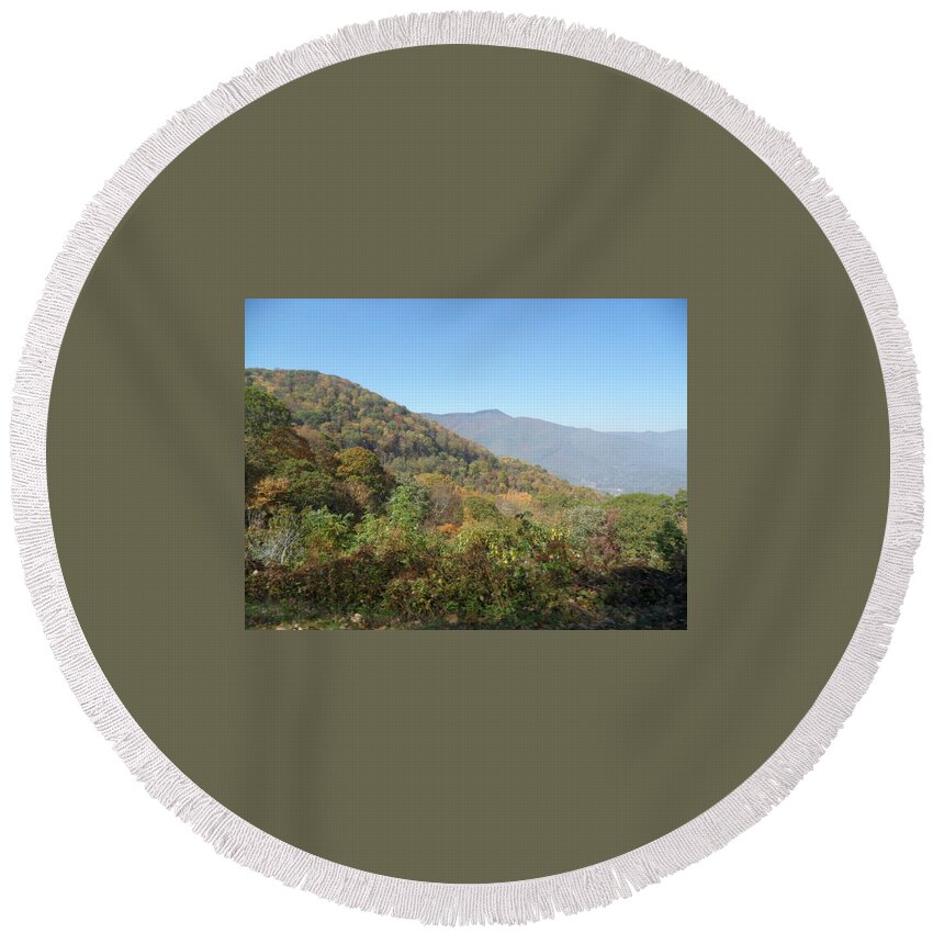 Smoky Mountains Round Beach Towel featuring the photograph Smokies 11 by Val Oconnor