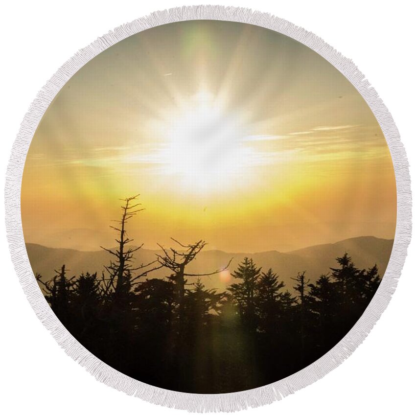  Round Beach Towel featuring the photograph Smoky Mountain Sun Burst by Colin Collins