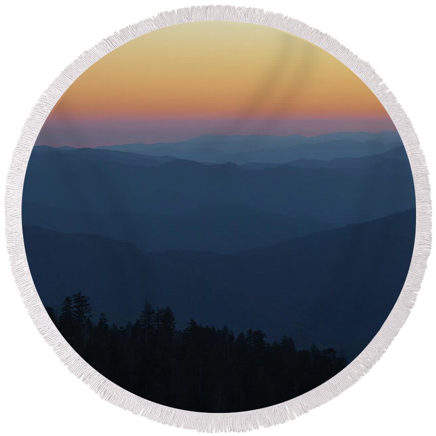 Mountains Round Beach Towel featuring the photograph Smoky Mountains Sunrise by Scott Slone